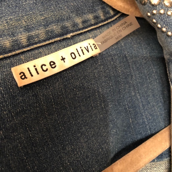 Alice+Olivia Chloe studded cropped denim jacket M - Picture 5 of 5